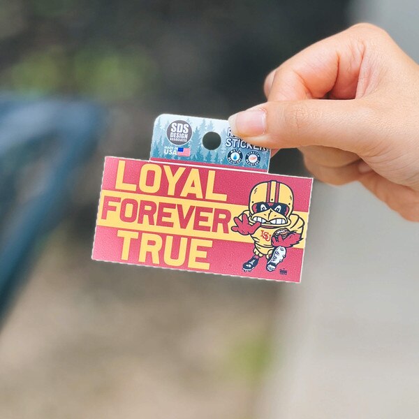 Vintage Football Cy Loyal Forever True Rugged Sticker (1.75"x3.5")